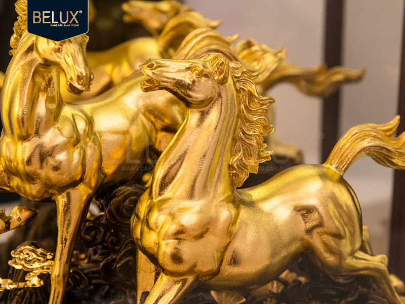 Tượng Ngựa Song Mã dát vàng 24k&nbsp;36x28x17cm